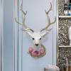 LJHSS Deer Head Wall Decor,Faux Taxidermy Animal Head Wall Art Decor,Wall Mounted Deer Antlers Gallery Wall Sculptures,Deer Decorations for Home,White view 3