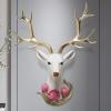 LJHSS Deer Head Wall Decor,Faux Taxidermy Animal Head Wall Art Decor,Wall Mounted Deer Antlers Gallery Wall Sculptures,Deer Decorations for Home,White view 4