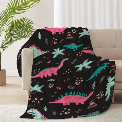 ARNOVIC Dinosaur Blanket, Cute Animal Gift for Women Men Girl Boy Birthday,Lightweight Soft Worm Cozy Flannel Throw for Bedding Sofa Couch 90"x120" Oversized King for Family - XL