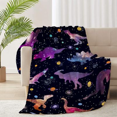 ARNOVIC Cute Dinosaur Star Blanket, Cute Animal Gift for Women Men Girl Boy Birthday,Lightweight Soft Worm Cozy Flannel Throw for Bedding Sofa Couch 90"x120" Oversized King for Family - XL