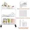 GAXQFEI Utility Carts Hua 3 Tier Metal Storage Rack, Removable Portable Kitchen Storage Trolley, Rolling Trolley Load-Bea30Kg, with 5 Hooks/White view 3