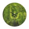 DesignQ 'Lush Green Forest Around Rail Way Tunnel ' Modern Wood Wall Clock Large Decorative Modern Wall Clock Oversized Wood Clocks for Living Room Dcor view 1