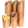 200 Pcs Disposable French Fries Holder 14 oz Take out Party Baking Supplies Waffle Paper Popcorn Sandwich Ice Cream Holder Cup Kraft Paper Container for Wedding Party Food Cones (brown, 200 Pieces) view 1