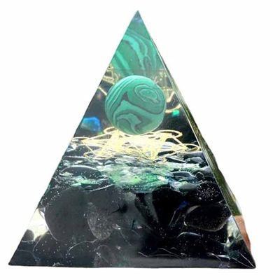 ZTBH Crystal Pyramid Orgonite Pyramid Obsidian Green Malachite Crystal Healing Crystals