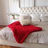 Riyueyi Chunky Knit Blanket Throw Handmade Premium Chenille Yarn Large Cable Knit Throw Blanket for Couch & Bed Fall Decor Large Soft Comfy Cable Blankets & Throws,Red,100x100cm/39x39in view 1
