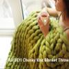 Riyueyi Chunky Knit Blanket Throw Handmade Premium Chenille Yarn Large Cable Knit Throw Blanket for Couch & Bed Fall Decor Large Soft Comfy Cable Blankets & Throws,Red,100x100cm/39x39in view 3