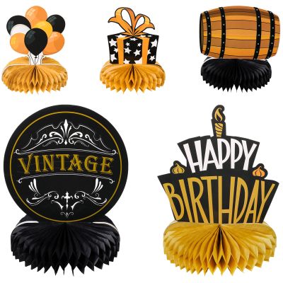 9 Pieces Aged to Perfection Vintage Men Party Supplies - Whiskey Birthday Decorations, Honeycomb Centerpieces, Beer Table Topper for 40th 50th Birthday