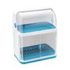 2 Tier Plastic Dish Drying Rack with Lid Cover, Dish Rack Dish Drainer Dustproof Kitchen Supplies Shelf Utensils Organizer view 1