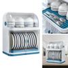 2 Tier Plastic Dish Drying Rack with Lid Cover, Dish Rack Dish Drainer Dustproof Kitchen Supplies Shelf Utensils Organizer view 2
