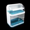 2 Tier Plastic Dish Drying Rack with Lid Cover, Dish Rack Dish Drainer Dustproof Kitchen Supplies Shelf Utensils Organizer view 4