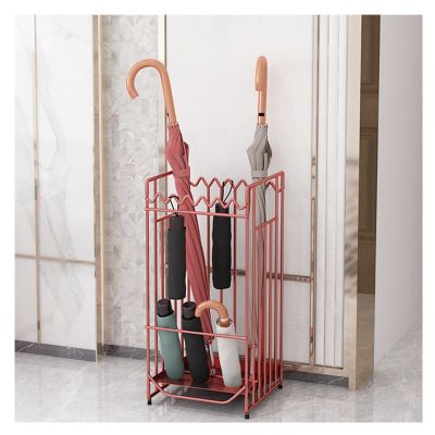 Umbrella Stand Rack Modern Creative Metal Umbrella Stand, Umbrella Bucket Storage Rack, Umbrella Holders On The Entrance Porch, Black, Gold, Red (Color : Red)
