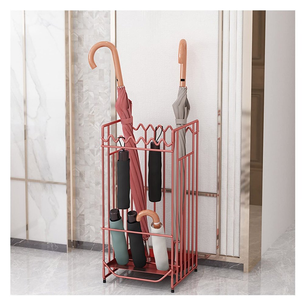 Umbrella Stand Rack Modern Creative Metal Umbrella Stand, Umbrella Bucket Storage Rack, Umbrella Holders On The Entrance Porch, Black, Gold, Red (Color : Red)