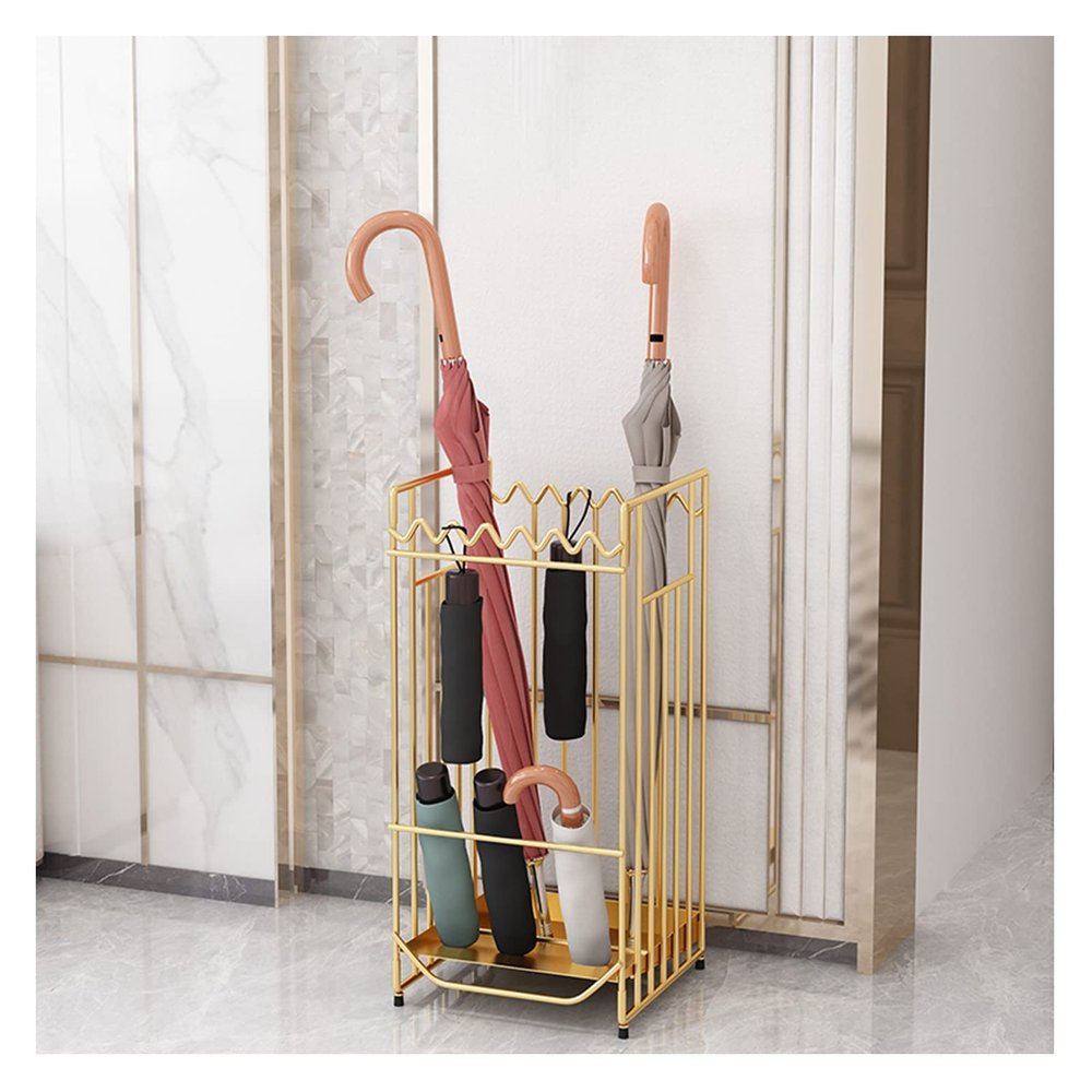 Umbrella Stand Rack Modern Creative Metal Umbrella Stand, Umbrella Bucket Storage Rack, Umbrella Holders On The Entrance Porch, Black, Gold, Red (Color : Gold)