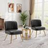 ALISH Faux Leather Accent Chairs Set of 2, Upholstered Living Room Chairs Modern Side Chairs Armless Chairs with Metal Legs (Black, Set of 2) view 4