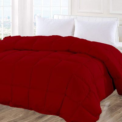 BesBedding 100% Natural Cotton Oversized Queen-Burgundy 1 Piece Comforter Goose Down Alternative All Season Comforter Super Soft and Stylish Single Quilted 500 GSM Fill Power Soft Finish Long Staple