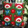 Indian Decorative Embroidered Handmade Suzani Designed Sofa Cushion Cover with Cotton Pom Poms Gift for Him Or Her 16 "Interior Decor (50) view 2