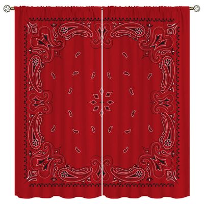 Amextrian Bandana Blackout Curtains for Home Decor,Bandana in Red and Black Rod Pocket Thermal Insulated Drapes Darkening Window Curtain for Girls Boy Bedroom Living Room 63 x 63 Inch