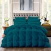 Anex Linen All Season 5 PC Down Alternative Comforter Set Cotton 500 GSM Lightweight Fluffy Quilted Collection Best Pinch Pleated Comforter with 4 Shams Full | Teal Pin Tuck Comforter view 1