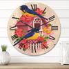 DesignQ 'Two Yellow and Blue Tit Birds Sitting Near The Nest' Traditional Wood Wall Clock Large Decorative Animals Wall Clock Oversized Wood Clocks for Living Room Dcor view 2