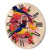 DesignQ 'Two Yellow and Blue Tit Birds Sitting Near The Nest' Traditional Wood Wall Clock Large Decorative Animals Wall Clock Oversized Wood Clocks for Living Room Dcor view 3
