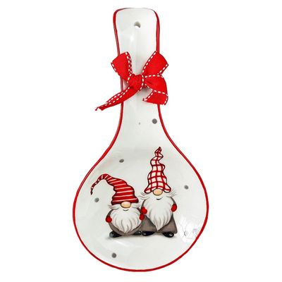Christmas Spoon Rest Ceramic Farmhouse Kitchen Spoon Utensil Holder Rest for Stove Top Kitchen Counter