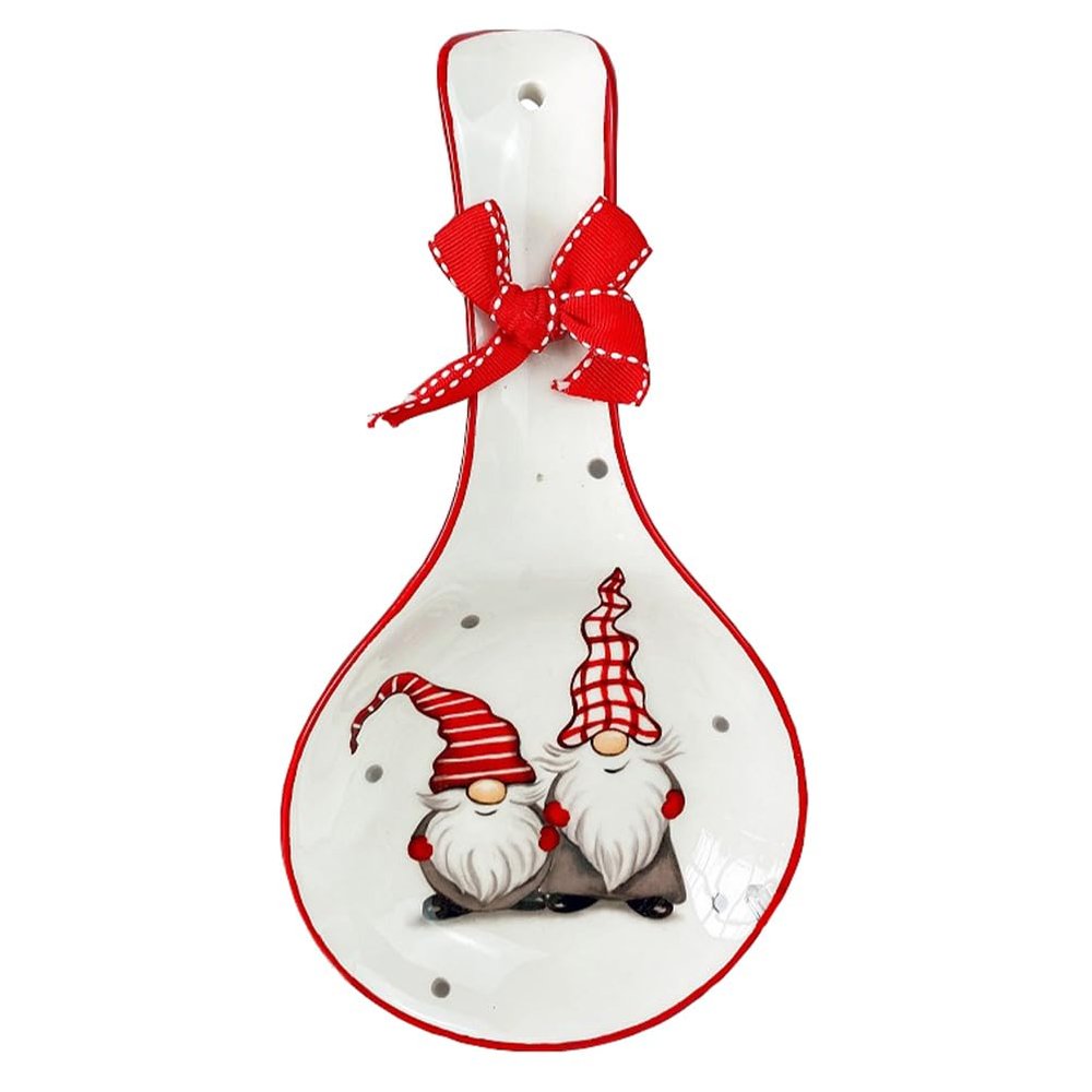 Christmas Spoon Rest Ceramic Farmhouse Kitchen Spoon Utensil Holder Rest for Stove Top Kitchen Counter