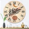 DesignQ 'Abstact Tropical Palm Leaf, Minimal Sun and Moon I' Modern Wood Wall Clock Large Decorative Abstract & Fractals Wall Clock Oversized Wood Clocks for Living Room Dcor view 2