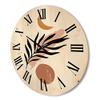 DesignQ 'Abstact Tropical Palm Leaf, Minimal Sun and Moon I' Modern Wood Wall Clock Large Decorative Abstract & Fractals Wall Clock Oversized Wood Clocks for Living Room Dcor view 3