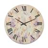 DesignQ Blossoming Pastel Tones Flowers  Traditional Wood Clock, Large Oversized Decorative Floral & Botanical Wall Clock for Living Room, Bedroom, Office & Dining Room Dcor view 1