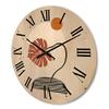 DesignQ 'Abstract Geometry Shapes and Tropical Palm Leaf III' Modern Wood Wall Clock Large Decorative Abstract & Fractals Wall Clock Oversized Wood Clocks for Living Room Dcor view 3