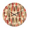 DesignQ 'Abstract Retro Drops IV' Mid-Century Modern Wood Wall Clock Large Decorative Mid-Century Modern Wall Clock Oversized Wood Clocks for Living Room Dcor view 1