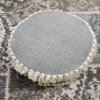 Home&Manor Wool Cotton 16" Blue Round Pouf Ottoman view 2