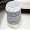 Home&Manor Wool Cotton 16" Blue Round Pouf Ottoman view 4