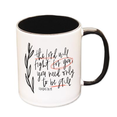 Christian coffee mug by swaygirls | Be still mug | Religious coffee mug | Bible verse coffee cup | Faith mug (15 oz, White/Black)