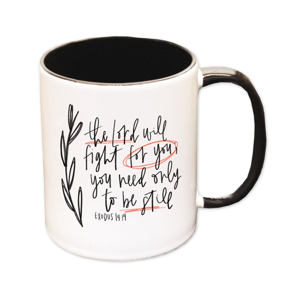Christian coffee mug by swaygirls | Be still mug | Religious coffee mug | Bible verse coffee cup | Faith mug (15 oz, White/Black)