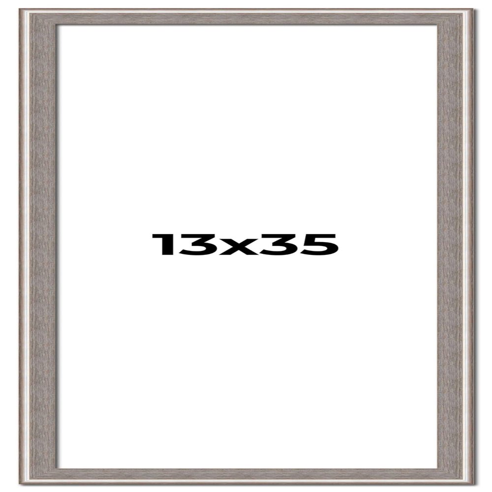 13x35 Frame Grey Real Wood Picture Frame Width 1.25 Inches | Interior Frame Depth 0.5 Inches | Hans Farmhouse Photo Frame Complete with UV Acrylic, Foam Board Backing & Hanging Hardware