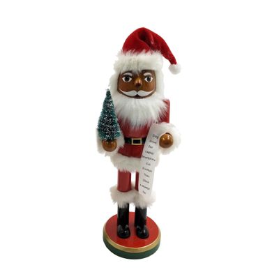 Unknown1 14 Inch African American Santa with Tree and List Nutcracker Red