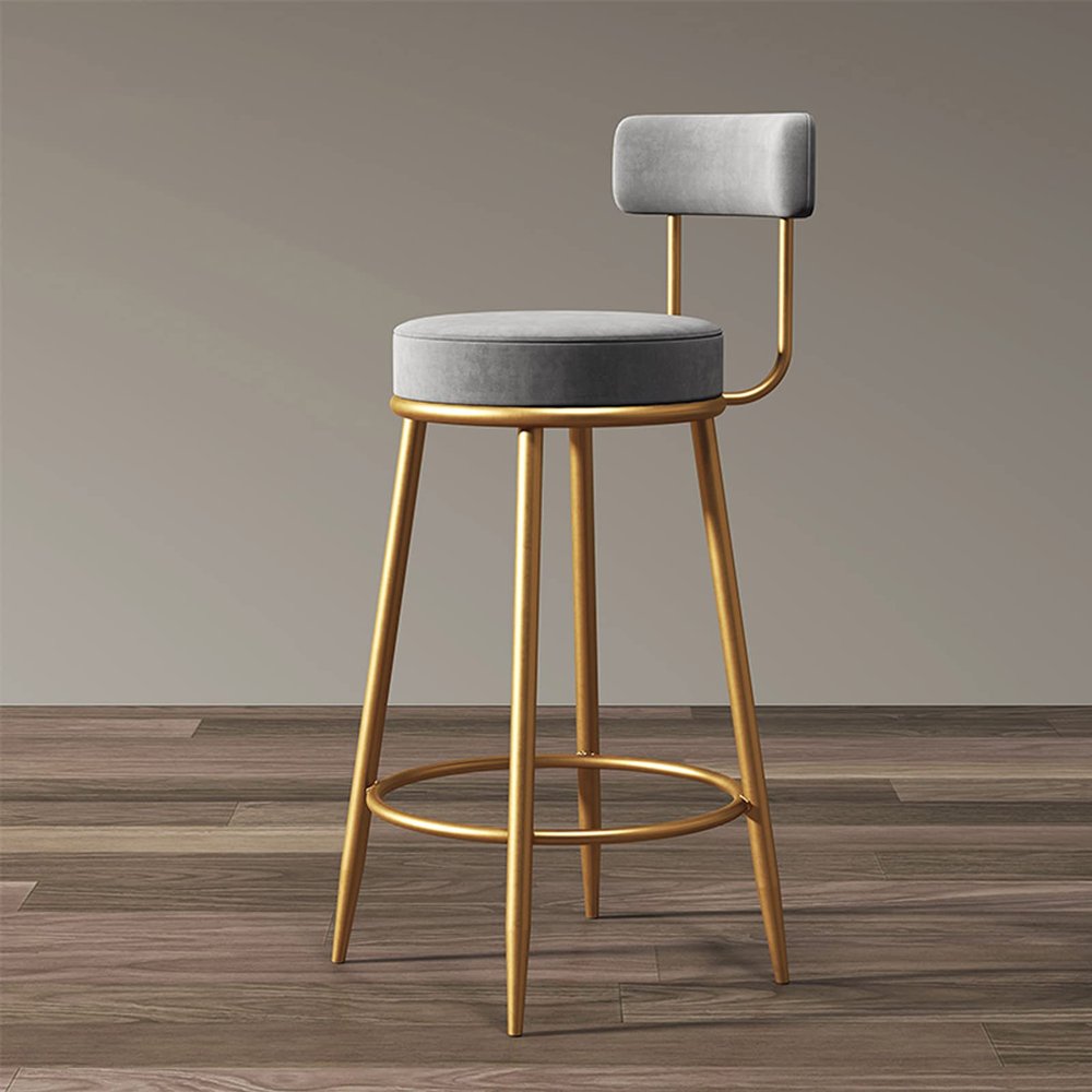 Bar Stools with Backs Breakfast Kitchen Counter Chairs, Bar Chairs High Stools with Golden Metal Legs and Footrest for Kitchen Island Open Backrest 65/75cm