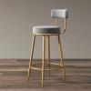 Bar Stools with Backs Breakfast Kitchen Counter Chairs, Bar Chairs High Stools with Golden Metal Legs and Footrest for Kitchen Island Open Backrest 65/75cm view 1