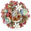 Artisan Let it Snow Gingerbread Christmas Wreath with Lollipops for Front Door Decorations Outside, Gingerbread Door Hanger, Handmade Candy & Ornaments view 1