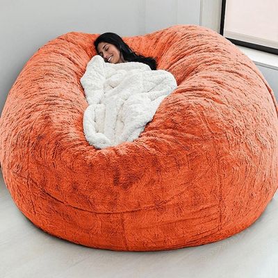 Bean Bag Chair(No Filler) Ultra Soft, Foam Filling, Washable Breathable and Comfortable Jumbo Bean Bag Sofa Kids Adult Bean Bag Chair (Color : Orange, Size : 7ft)