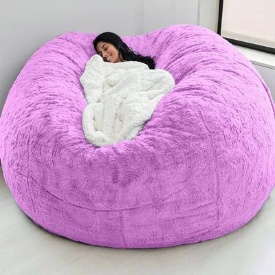Bean Bag Chair(No Filler) Ultra Soft, Foam Filling, Washable Breathable and Comfortable Jumbo Bean Bag Sofa Kids Adult Bean Bag Chair (Color : Purple, Size : 7ft)