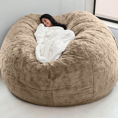 Bean Bag Chair(No Filler) Ultra Soft, Foam Filling, Washable Breathable and Comfortable Jumbo Bean Bag Sofa Kids Adult Bean Bag Chair (Color : Brown, Size : 7ft)