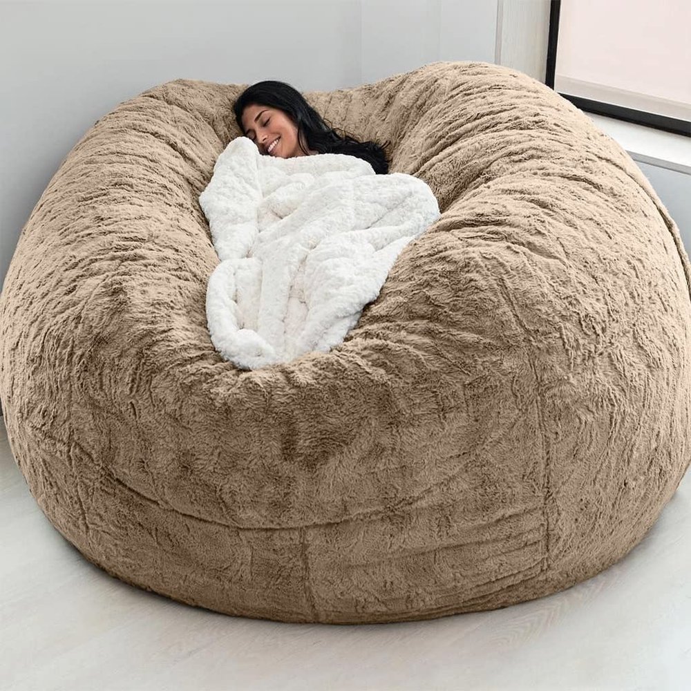 Bean Bag Chair(No Filler) Ultra Soft, Foam Filling, Washable Breathable and Comfortable Jumbo Bean Bag Sofa Kids Adult Bean Bag Chair (Color : Brown, Size : 7ft)