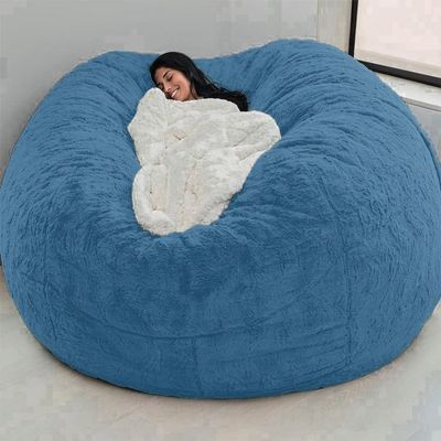 Bean Bag Chair(No Filler) Ultra Soft, Foam Filling, Washable Breathable and Comfortable Jumbo Bean Bag Sofa Kids Adult Bean Bag Chair (Color : Blue, Size : 7ft)