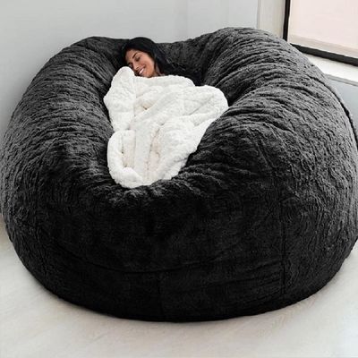 Bean Bag Chair(No Filler) Ultra Soft, Foam Filling, Washable Breathable and Comfortable Jumbo Bean Bag Sofa Kids Adult Bean Bag Chair (Color : Black, Size : 7ft)