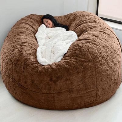 Bean Bag Chair(No Filler) Ultra Soft, Foam Filling, Washable Breathable and Comfortable Jumbo Bean Bag Sofa Kids Adult Bean Bag Chair (Color : Dark Brown, Size : 7ft)