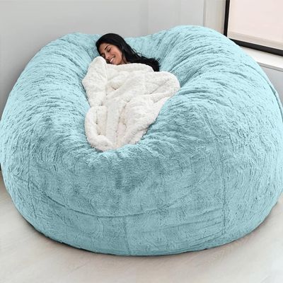 Bean Bag Chair(No Filler) Ultra Soft, Foam Filling, Washable Breathable and Comfortable Jumbo Bean Bag Sofa Kids Adult Bean Bag Chair (Color : Light Blue, Size : 7ft)