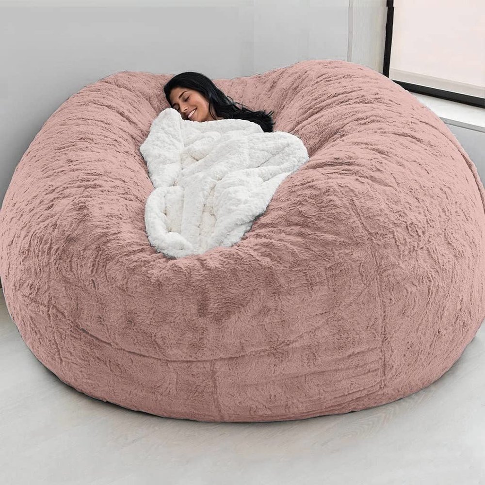 Bean Bag Chair(No Filler) Ultra Soft, Foam Filling, Washable Breathable and Comfortable Jumbo Bean Bag Sofa Kids Adult Bean Bag Chair (Color : Pink, Size : 7ft)