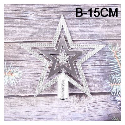 YAYA2021-SHOP Christmas Ornaments Christmas Tree Top Three-Dimensional Five-Pointed Star Decorations Golden Silvery Red Home Desktop Topper Christmas Ornament Christmas Decorations (Color : B-15cm)